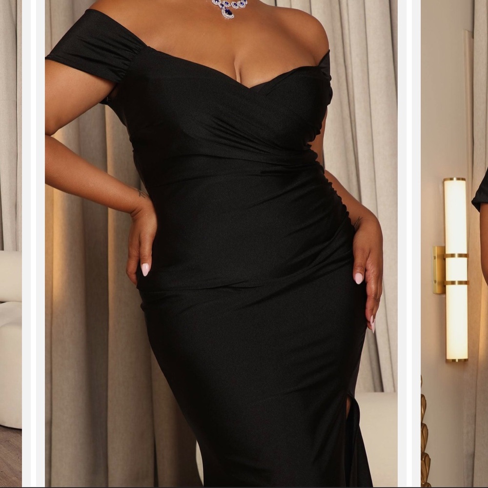 Fashion Nova Black Romantic Nights Maxi Slit Dress